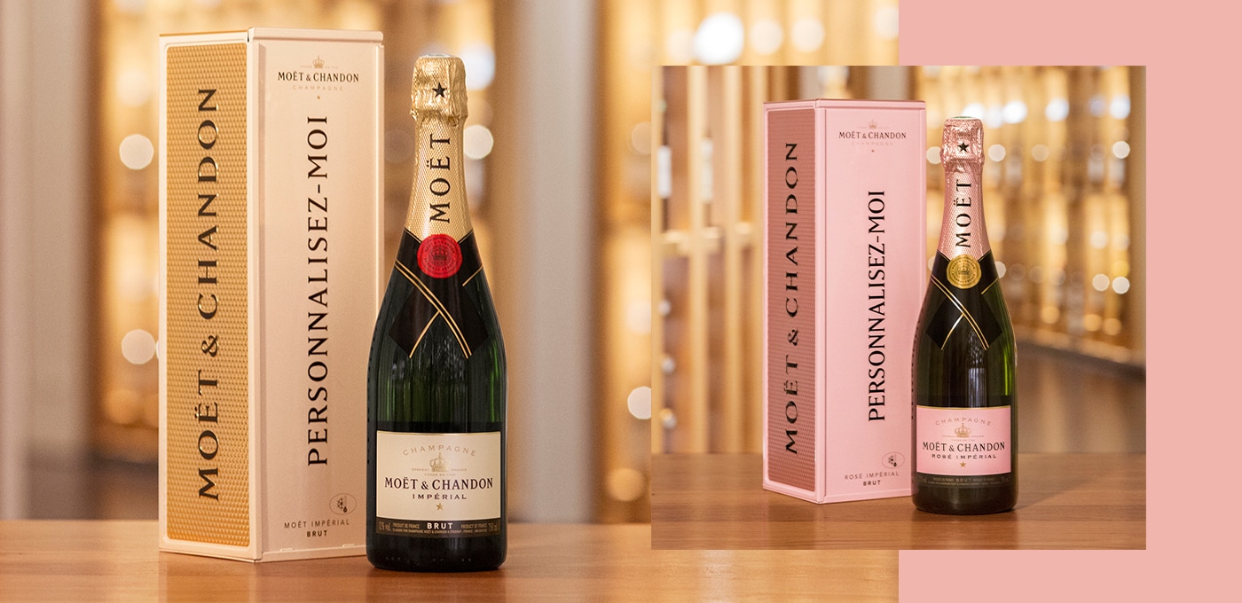 Coffret de 6 Mini Bouteilles de Champagne Moët & Chandon avec flûtes